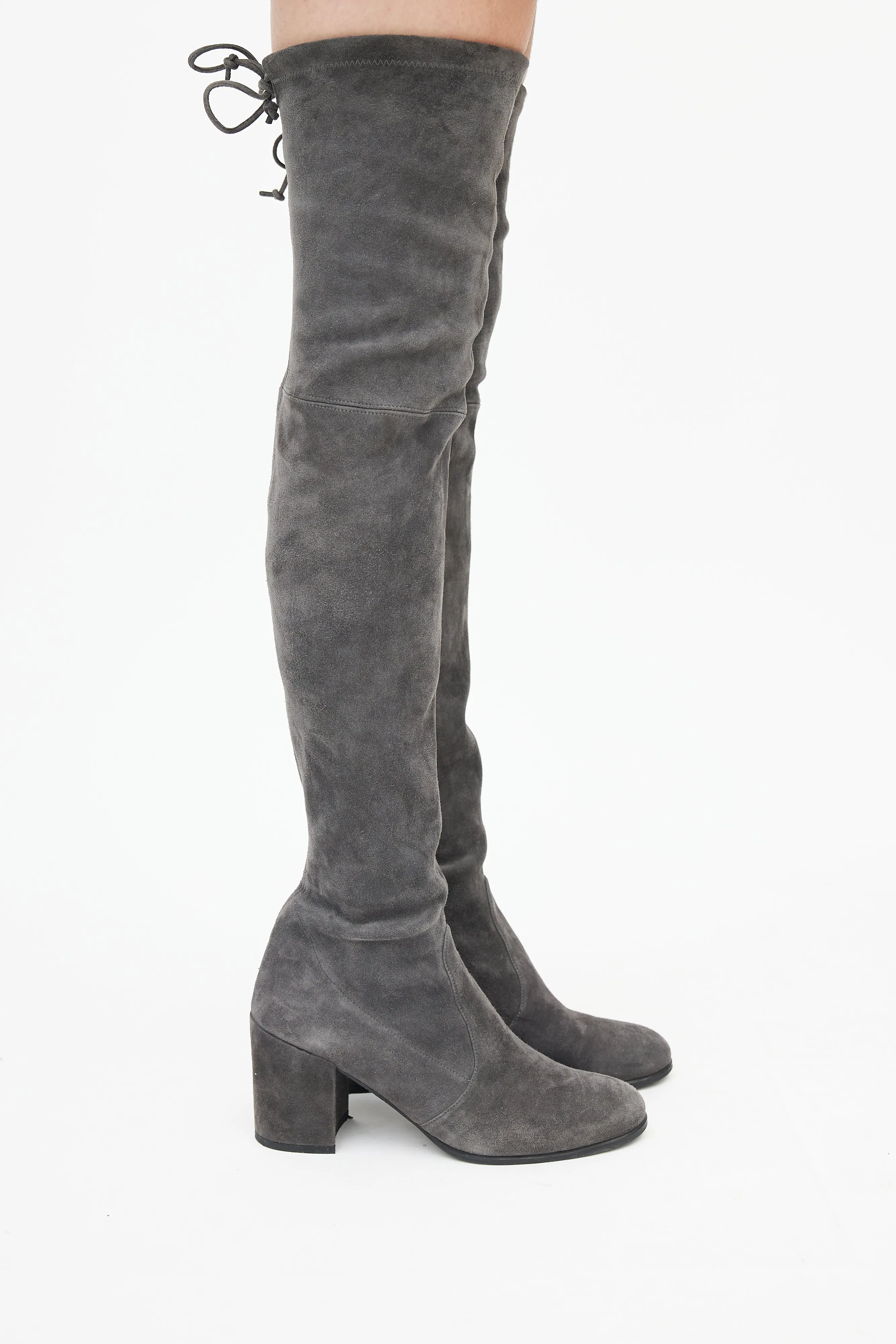 Grey Suede Thigh High Boot
