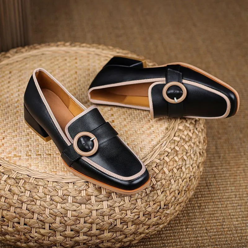 Women's Casual Shoes HJS0416 Leather Mixed Colors Fashion Heels
